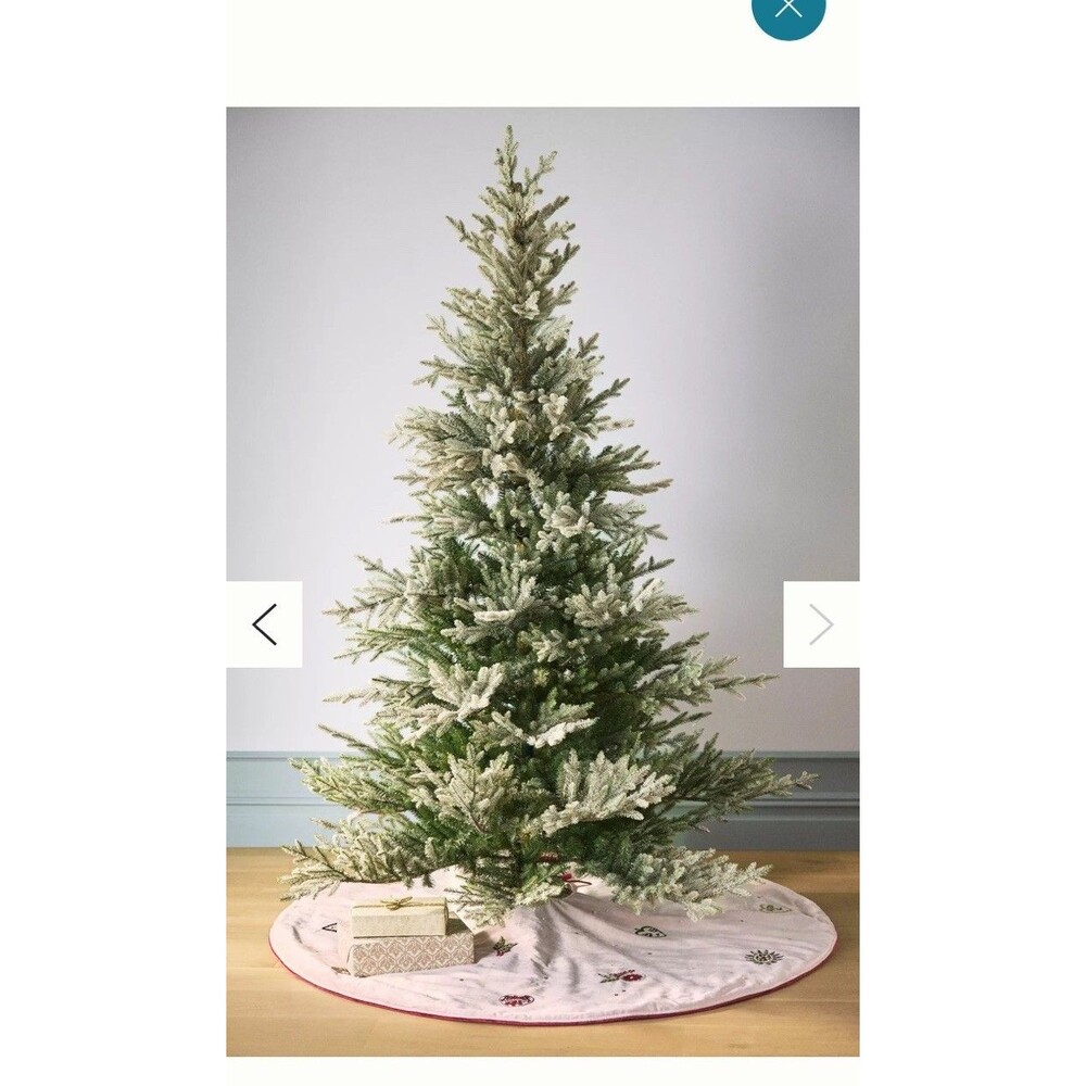 New Anthropologie Christmas Tree Skirt Coretta 60" Embroidered Beaded Pink Boho - Picture 2 of 16